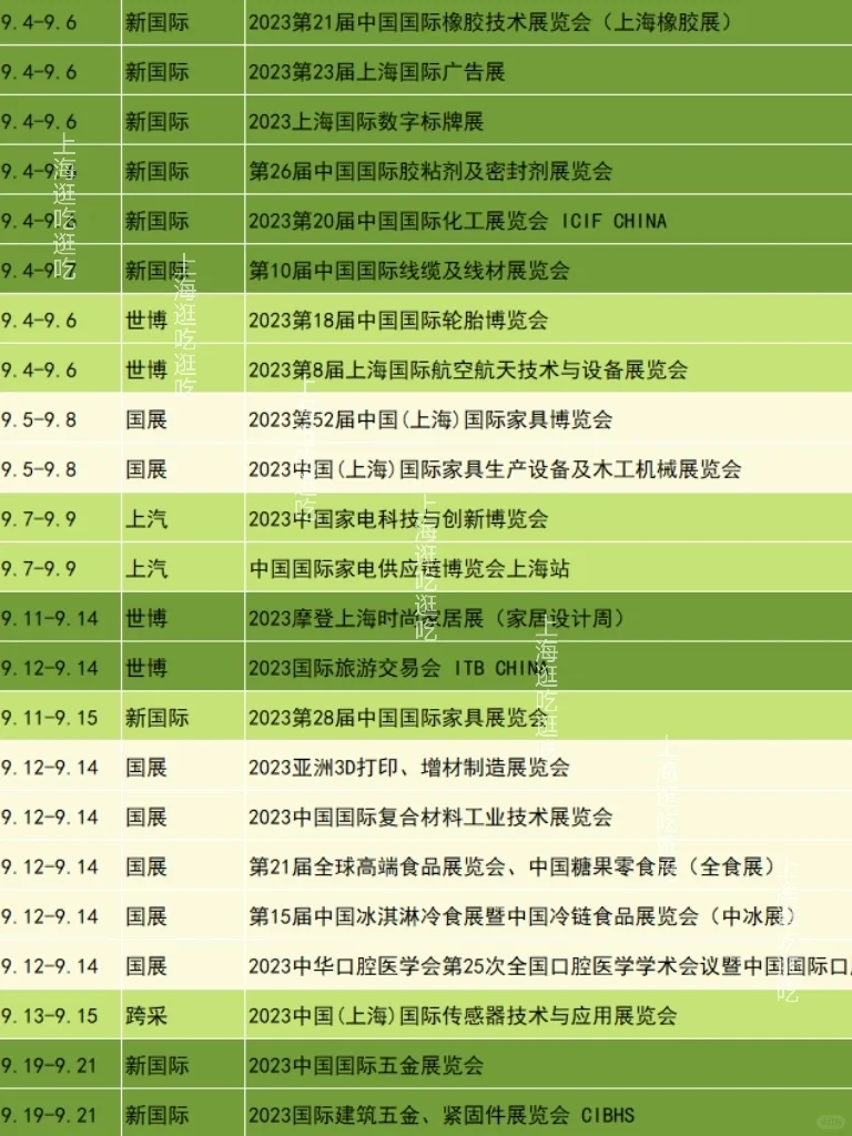 上海9月份会展