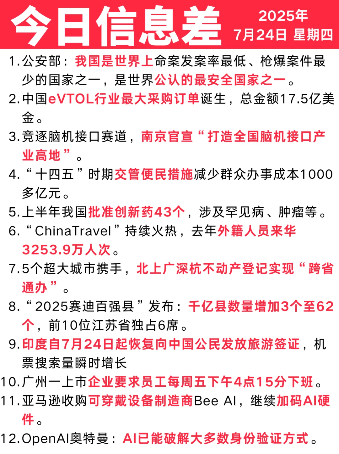 今日信息差｜7 ?️ 24 日