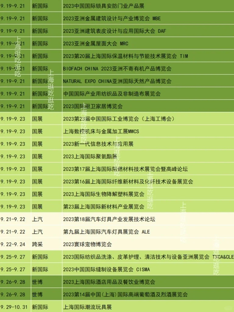 上海9月份会展