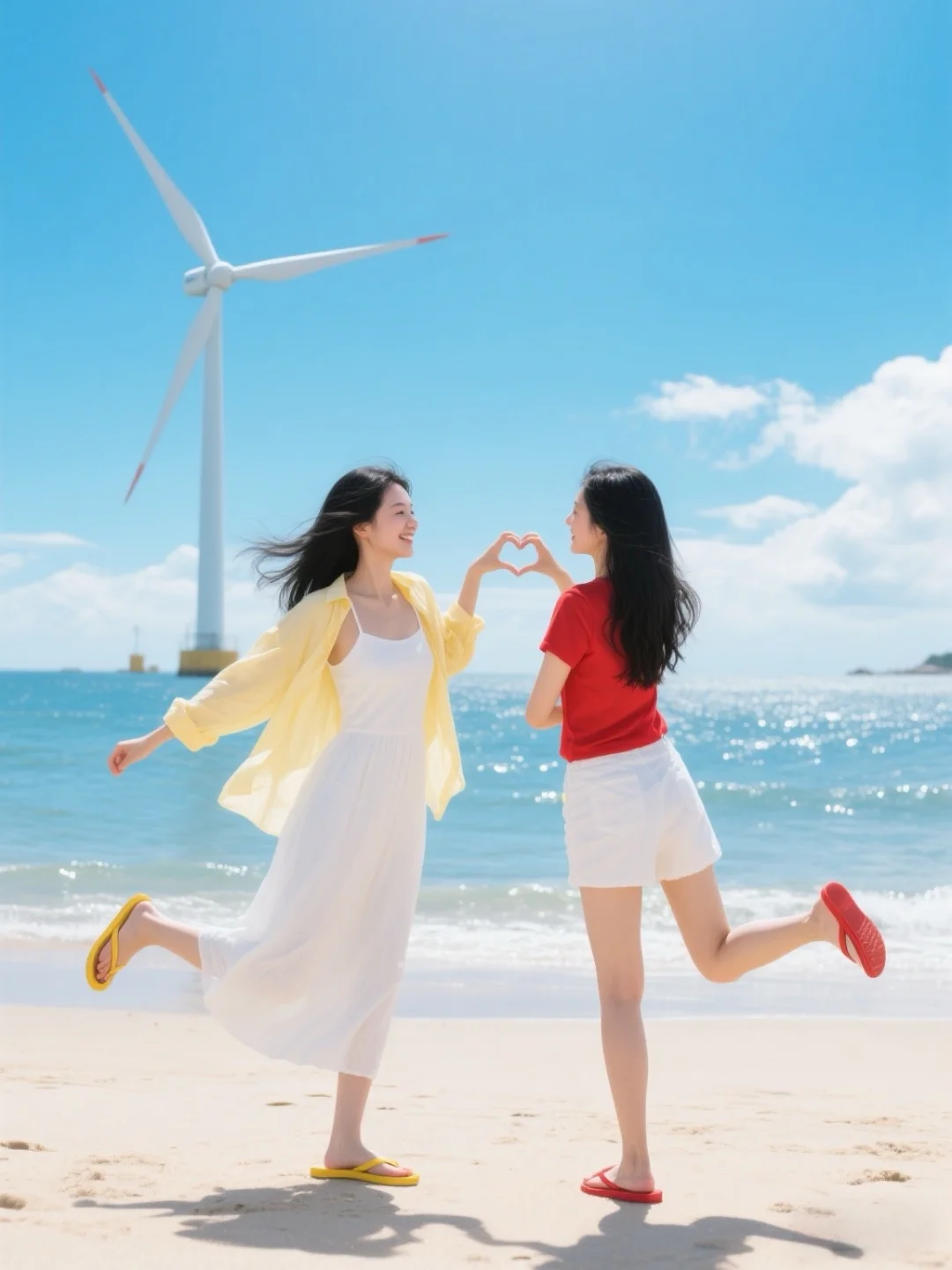 拍照姿势｜海边闺蜜照