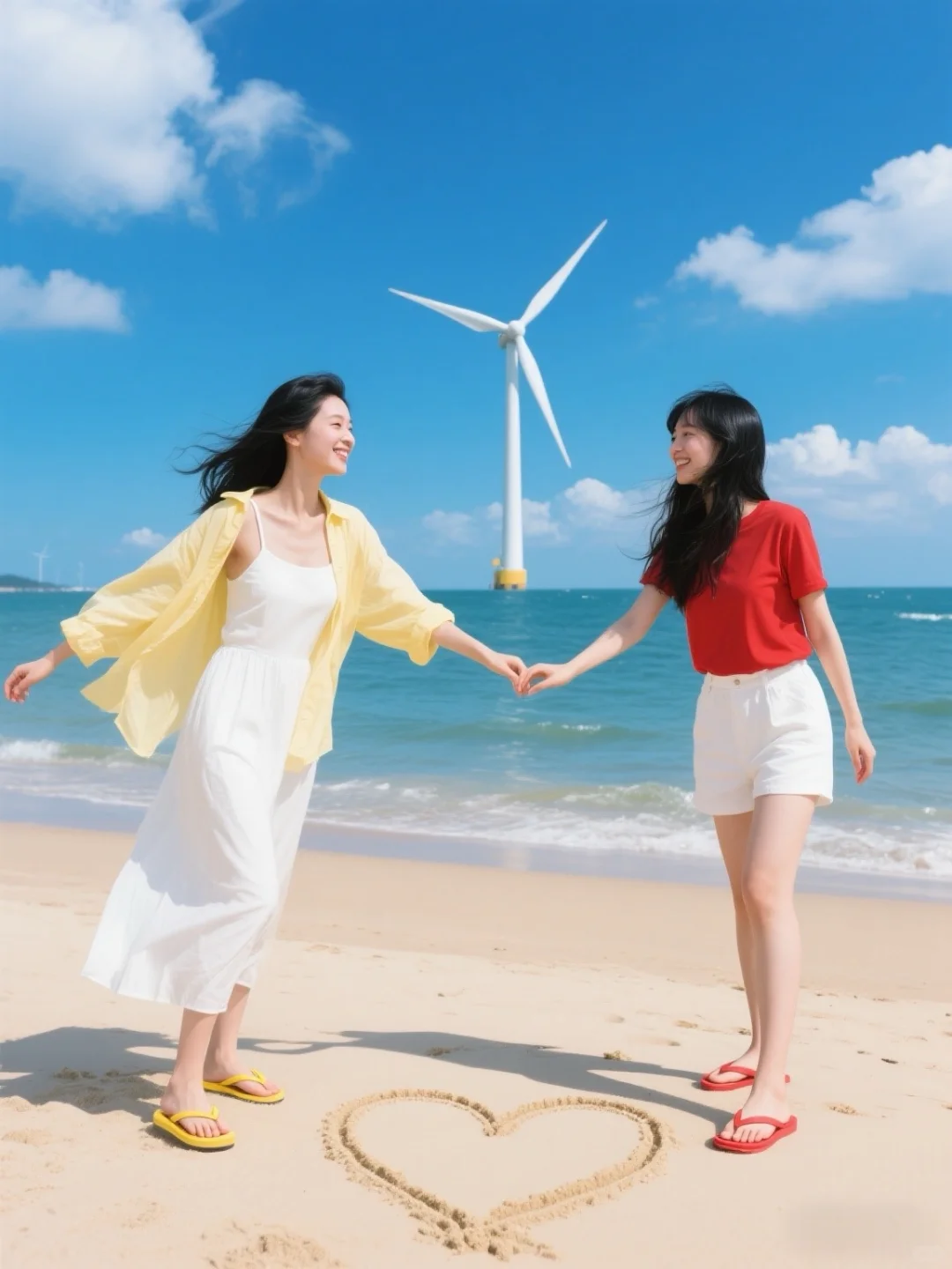 拍照姿势｜海边闺蜜照