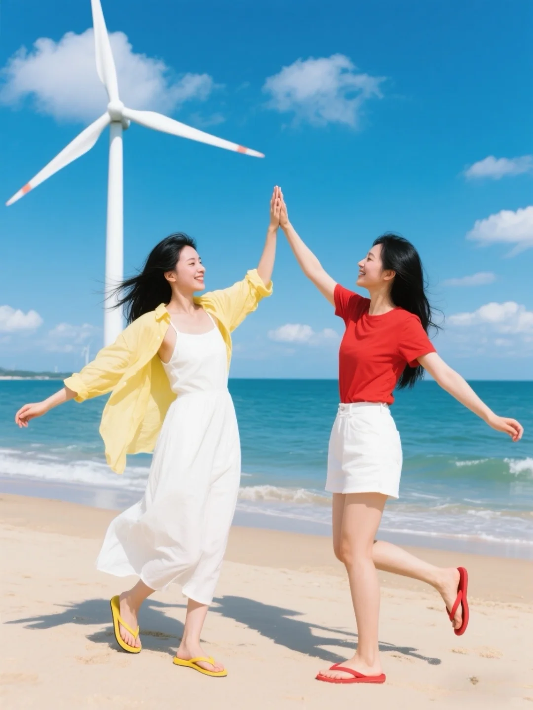 拍照姿势｜海边闺蜜照