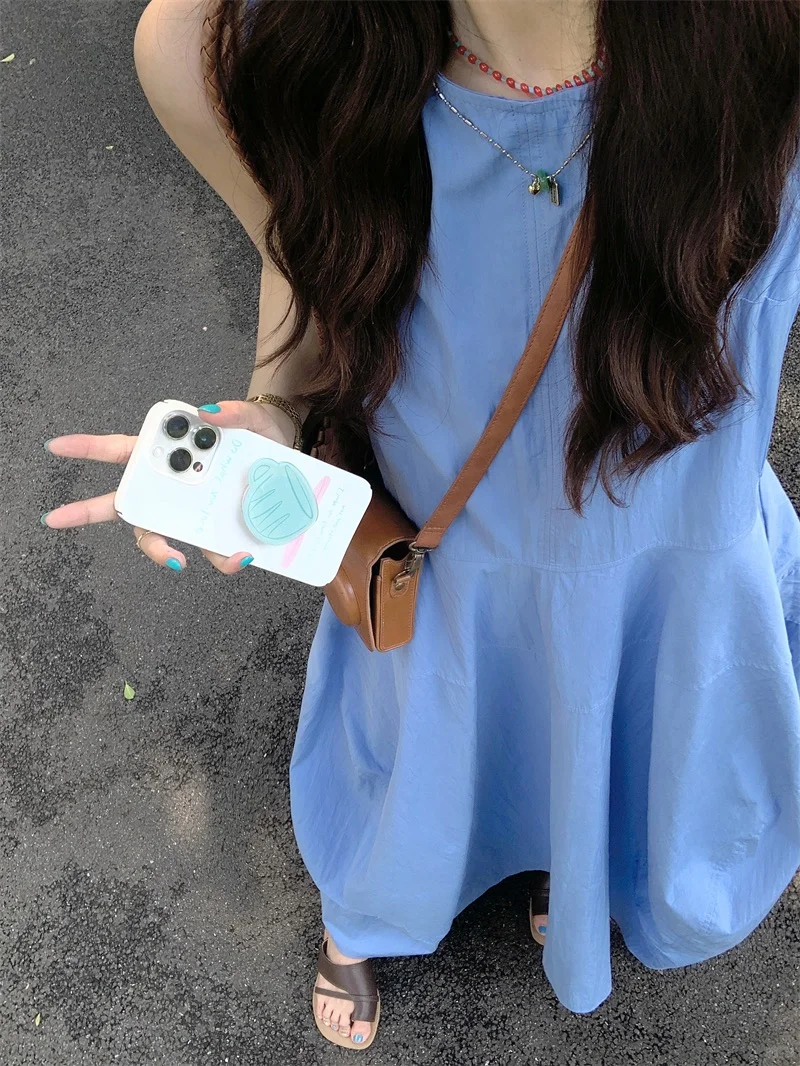 真的被这蓝色长裙美到了?好气质！度假裙子