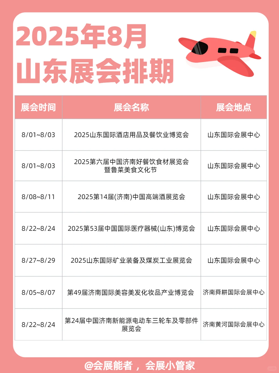 8月山东展会排期来啦！