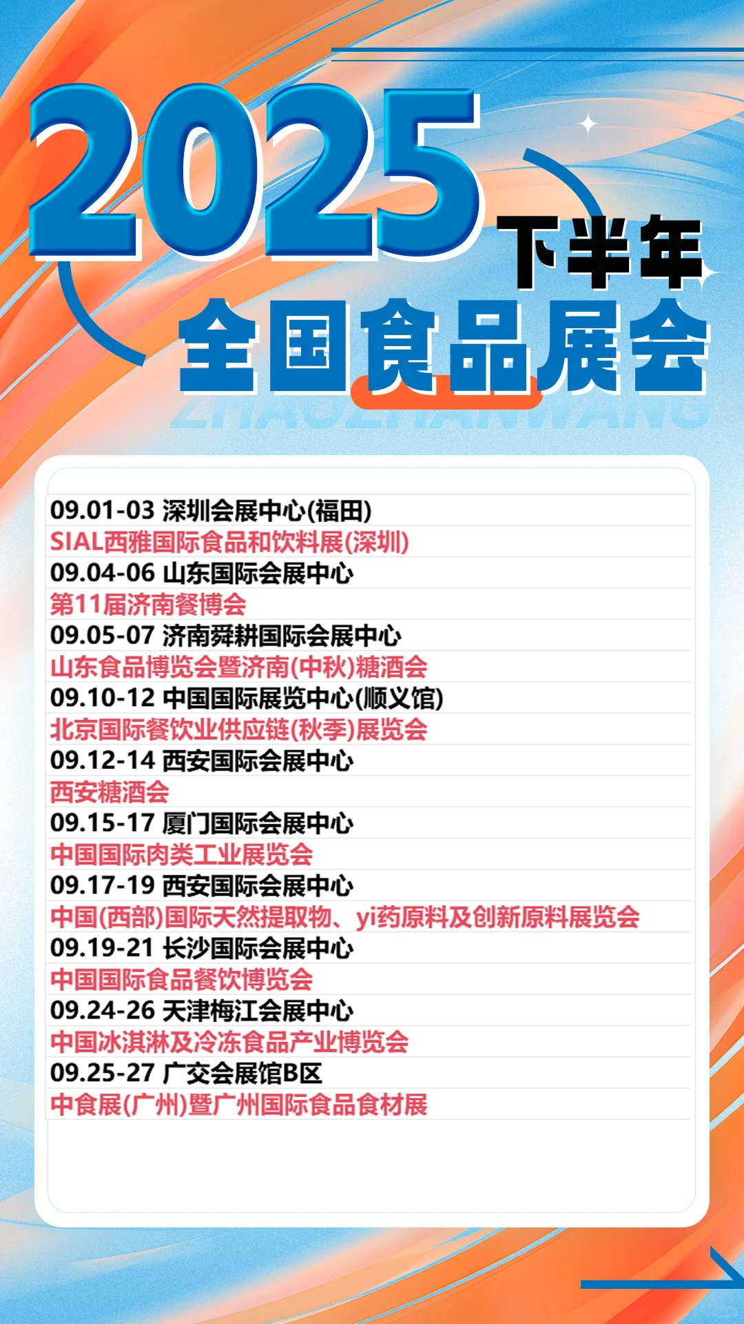 2025下半年全国食品展会排期公布