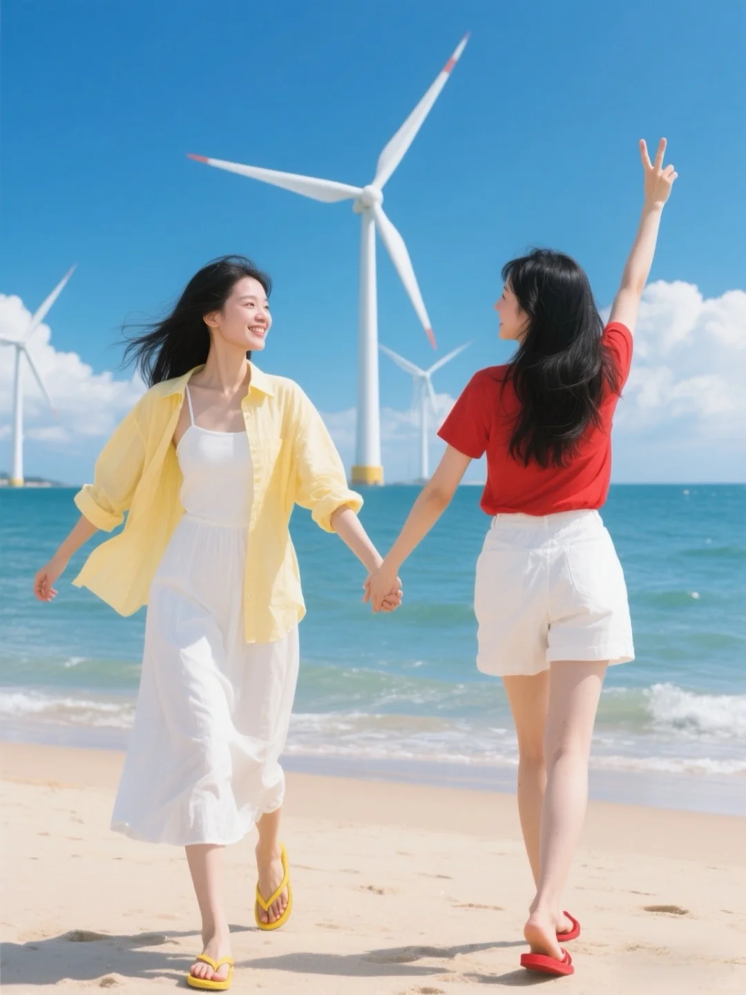 拍照姿势｜海边闺蜜照