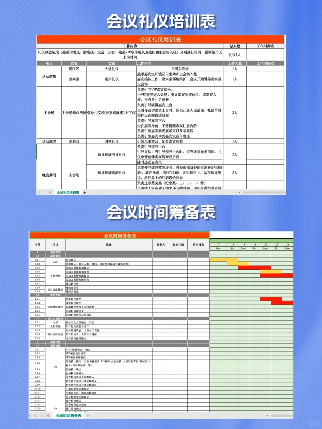 51套各类大型会议活动策划执行表格流程清单