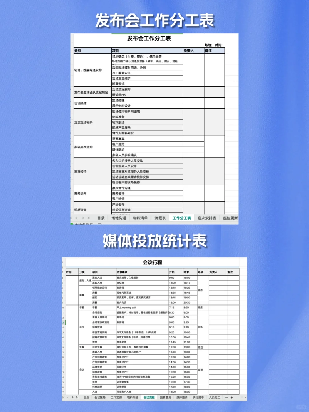 51套各类大型会议活动策划执行表格流程清单