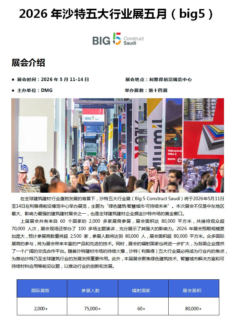 2026年沙特五大行业展五月（big5）