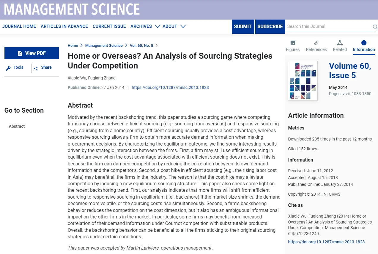 复旦吴肖乐发顶刊MS：采购博弈