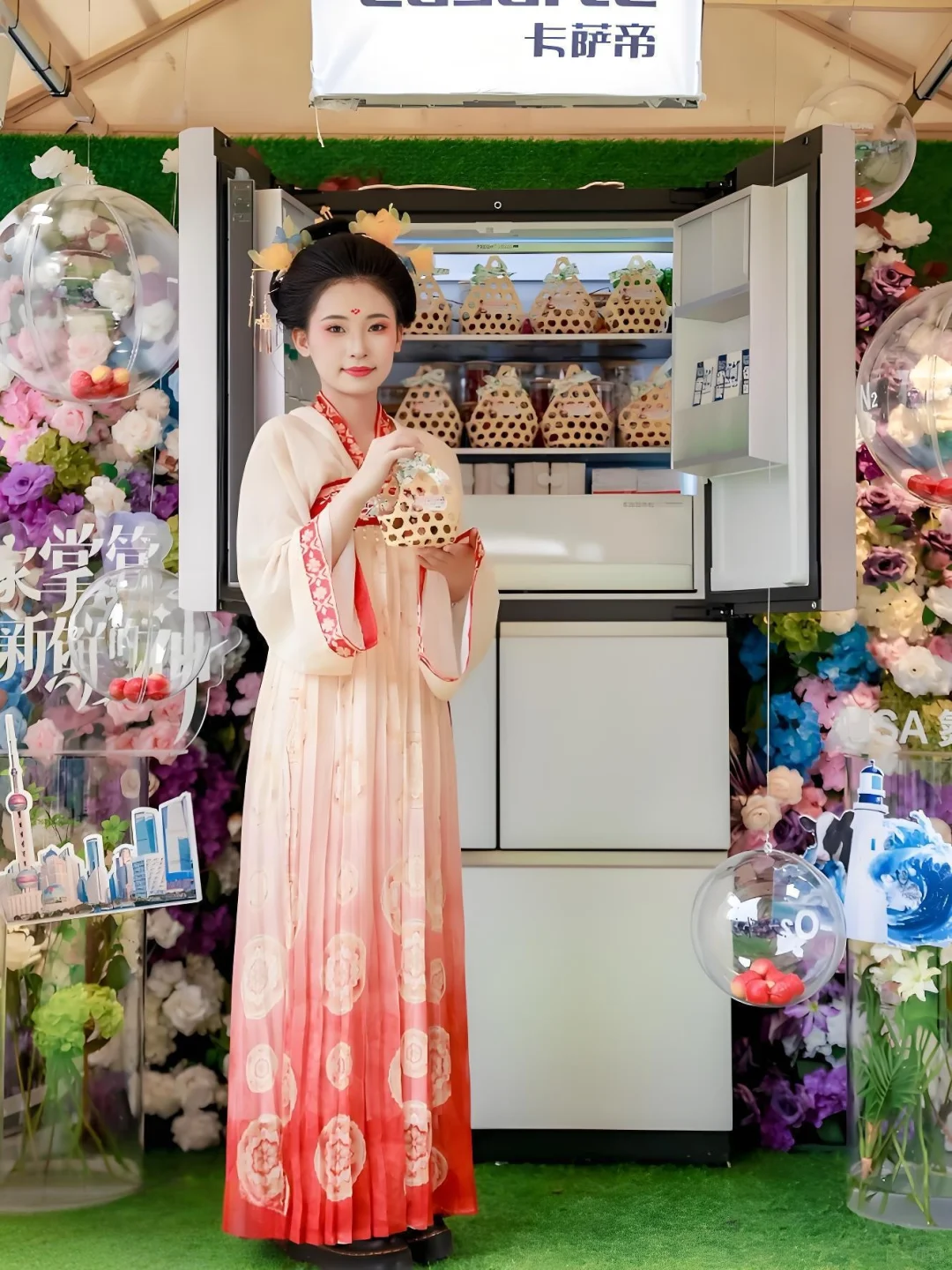 市集展棚陈列，在摊位上种草。