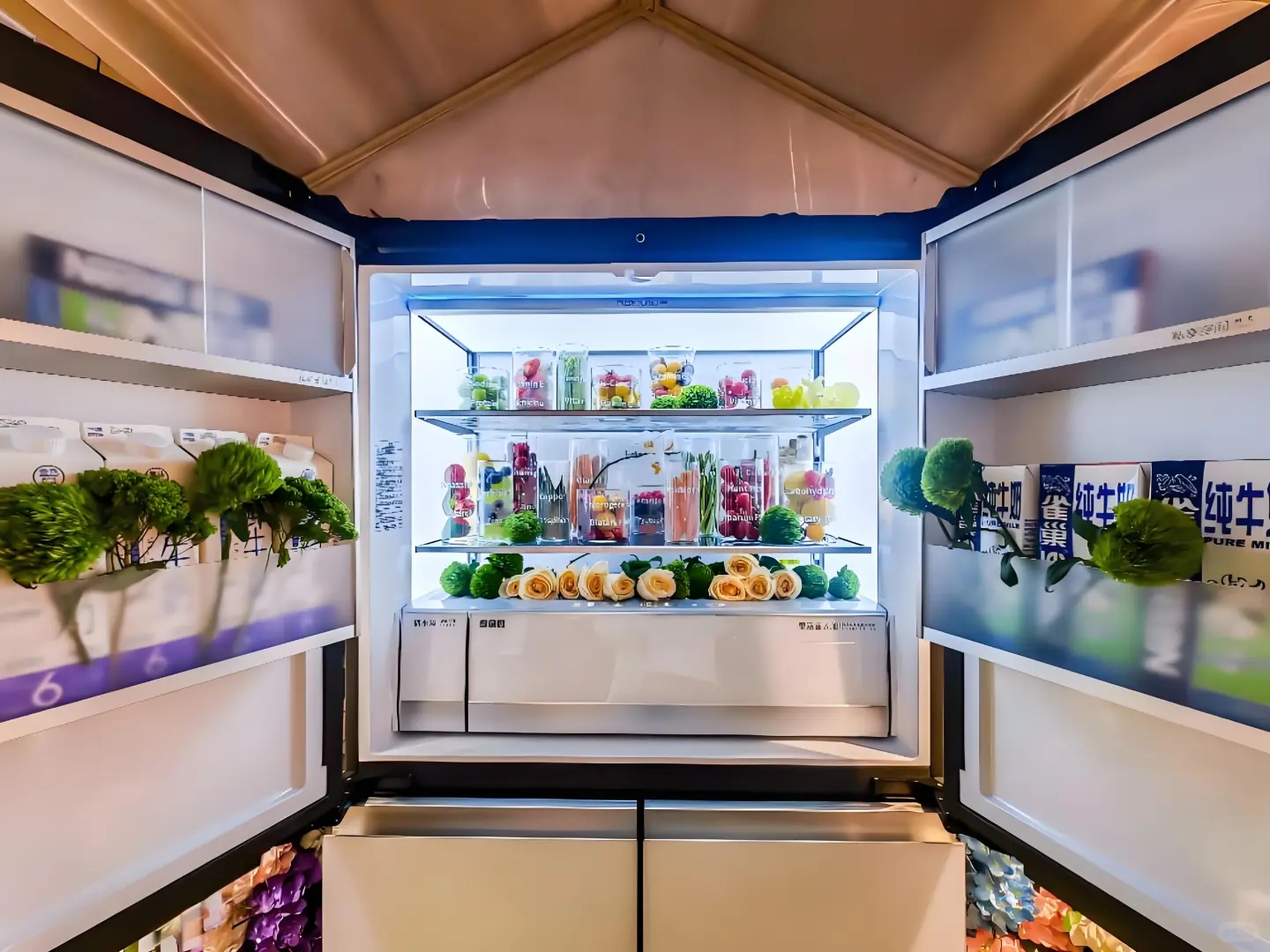 市集展棚陈列，在摊位上种草。