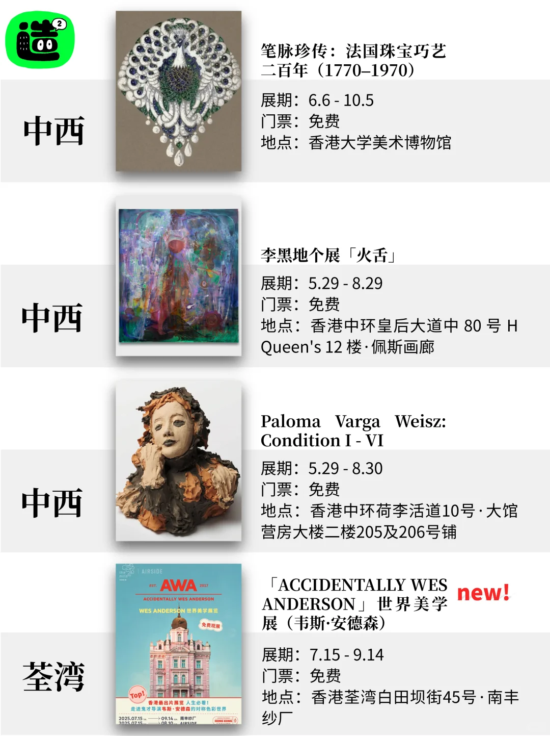 八月香港看展指南！精选54个！好多免费新展