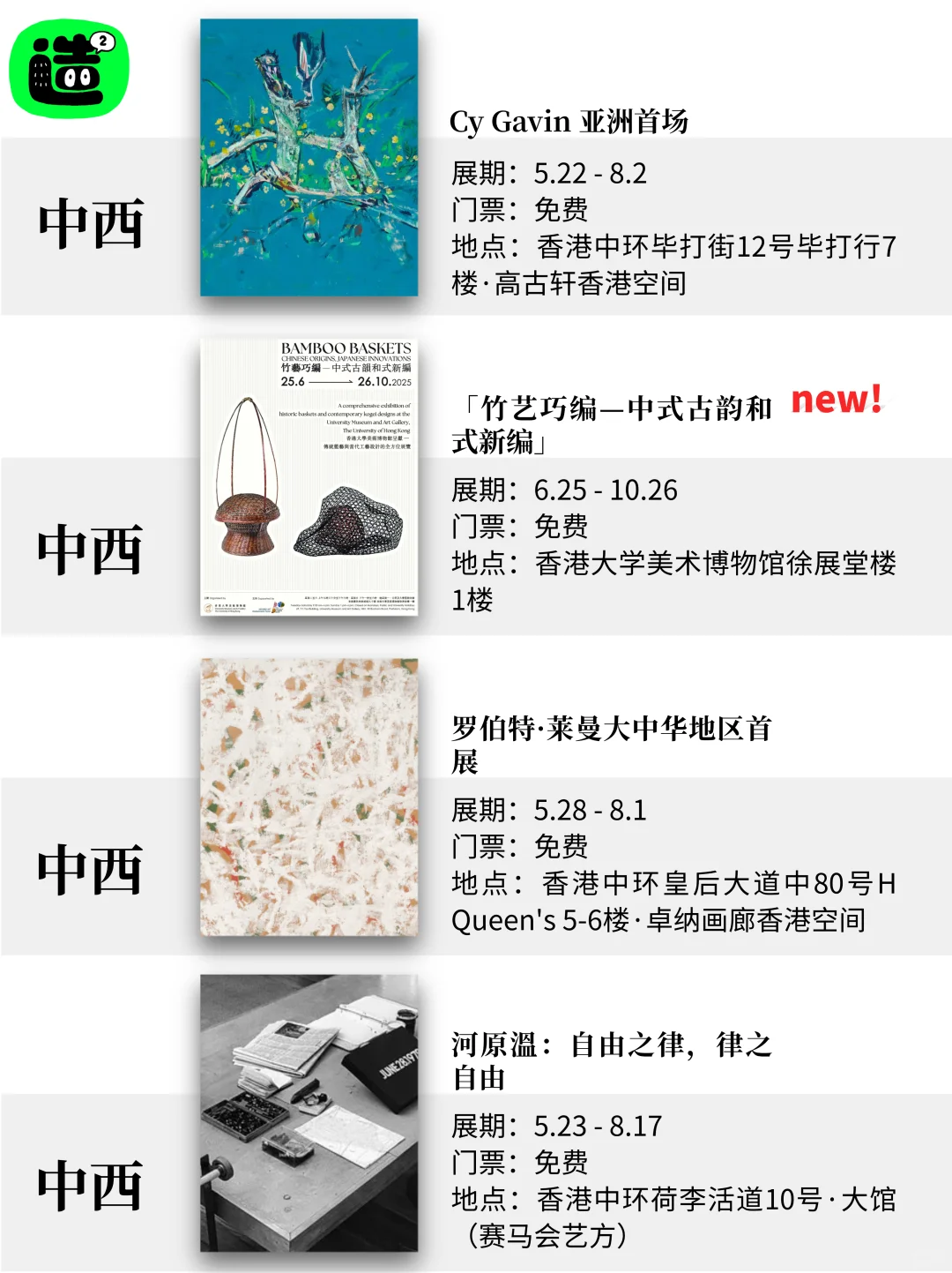 八月香港看展指南！精选54个！好多免费新展