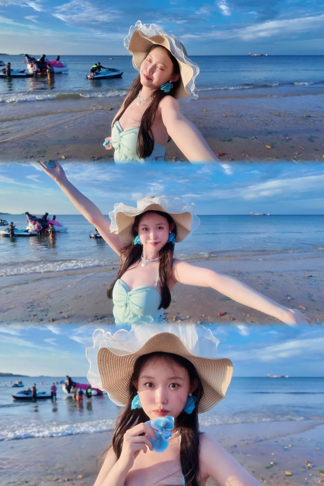 方圆脸女孩海边出片技巧