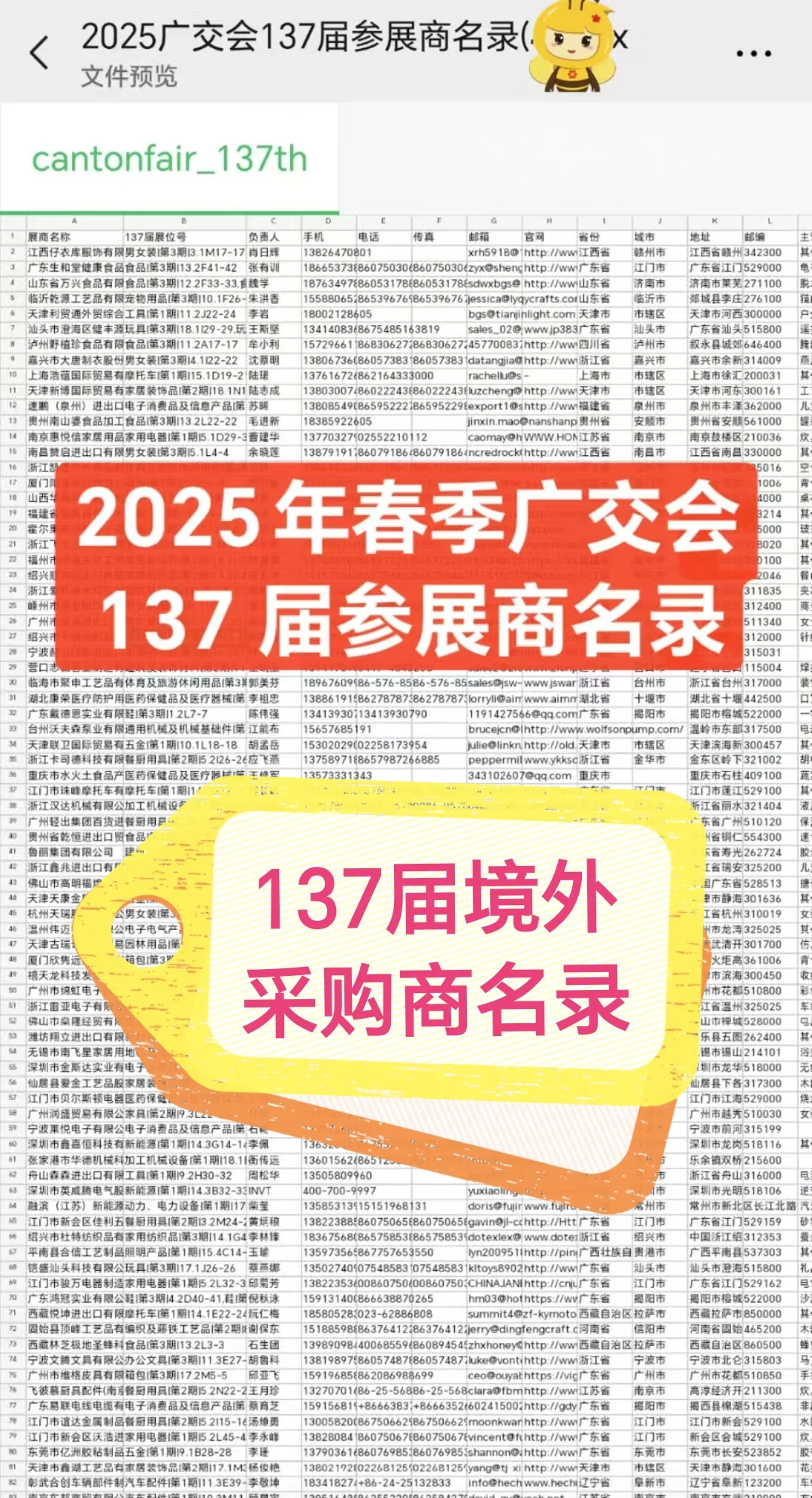137届广交会3.1万名录+境外采购商名录大全