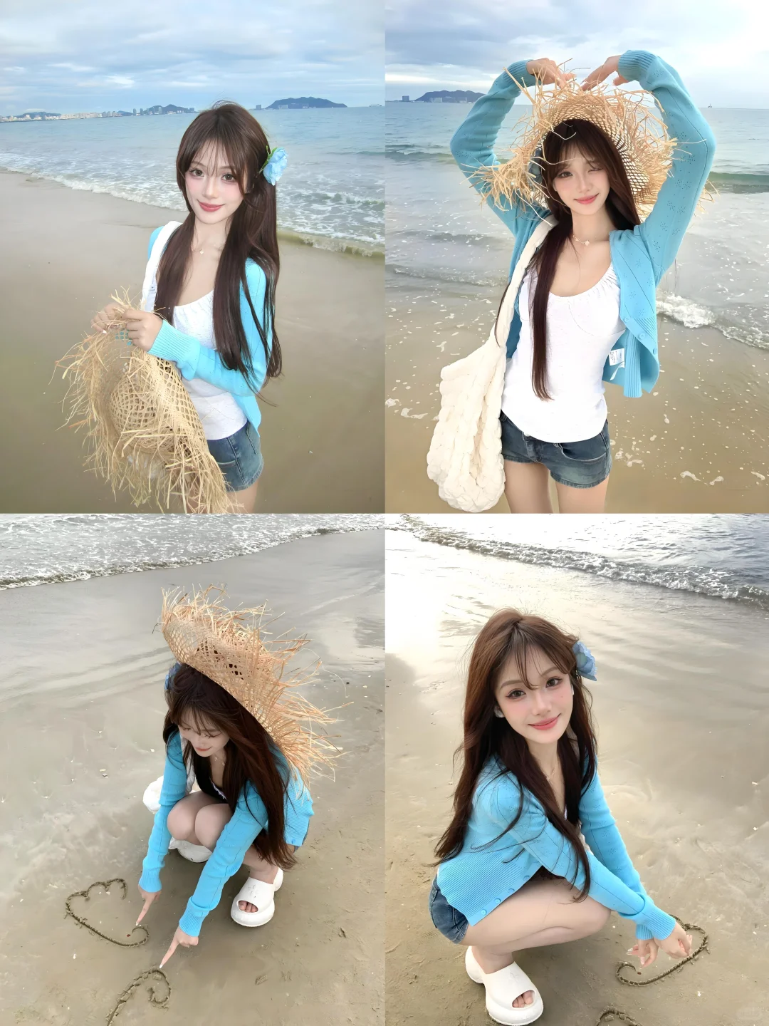 帮普通人存一些海边沙滩拍照姿势?