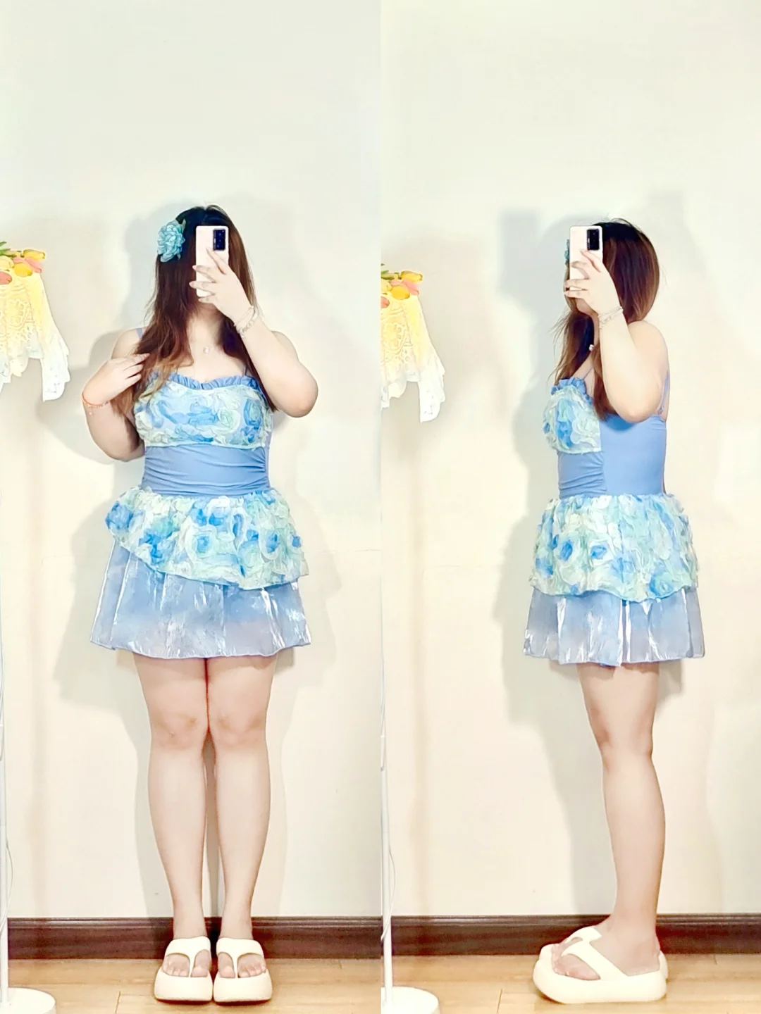 140斤大码穿搭｜肉肉女孩甜美风泳衣分享