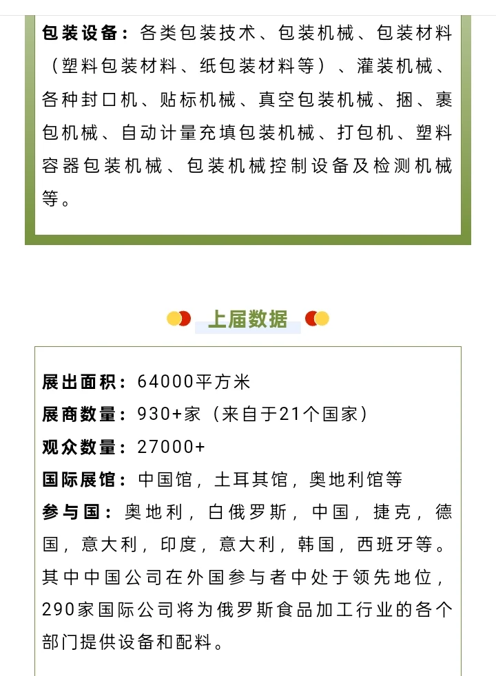 俄罗斯国际食品配料及食品包装食品加工展