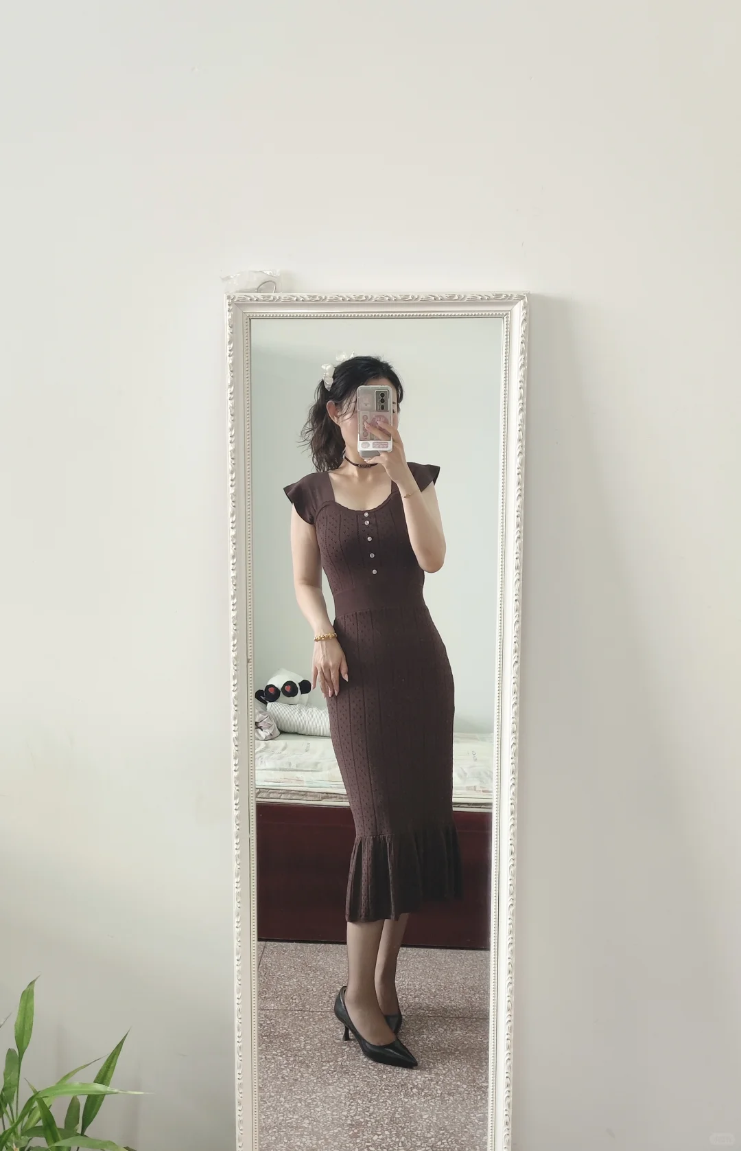 咖色丝袜小妈裙，deicy让我穿出了熟女感