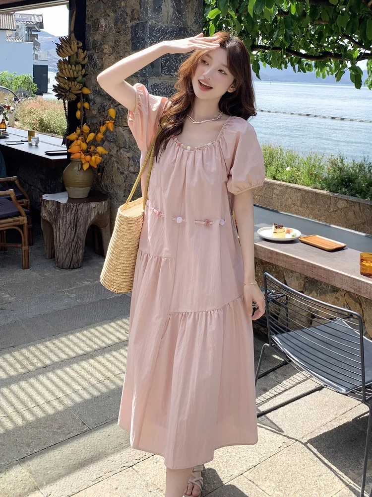 ✨粉色连衣裙|海边温柔甜妹穿搭夏日度假☀