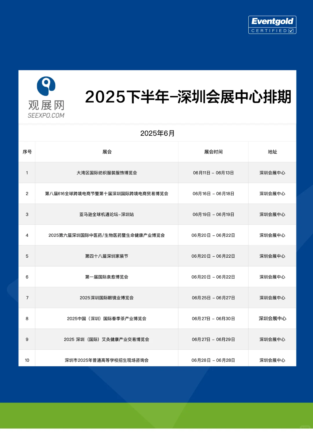 2025深圳会展中心下半年排期，有你想去的展