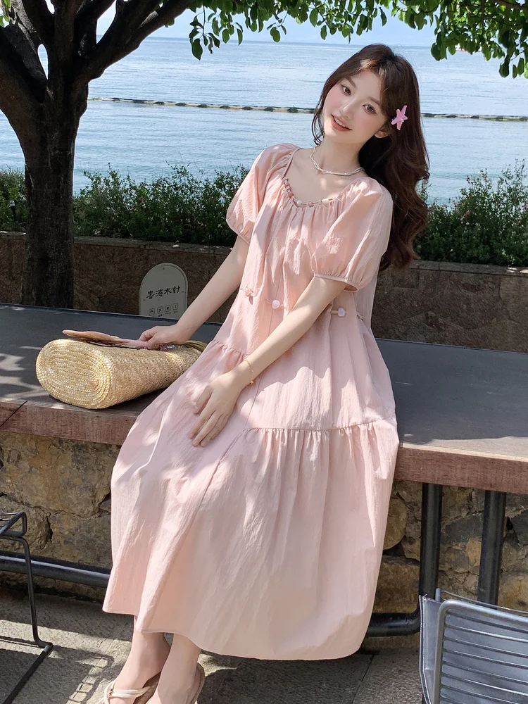 ✨粉色连衣裙|海边温柔甜妹穿搭夏日度假☀