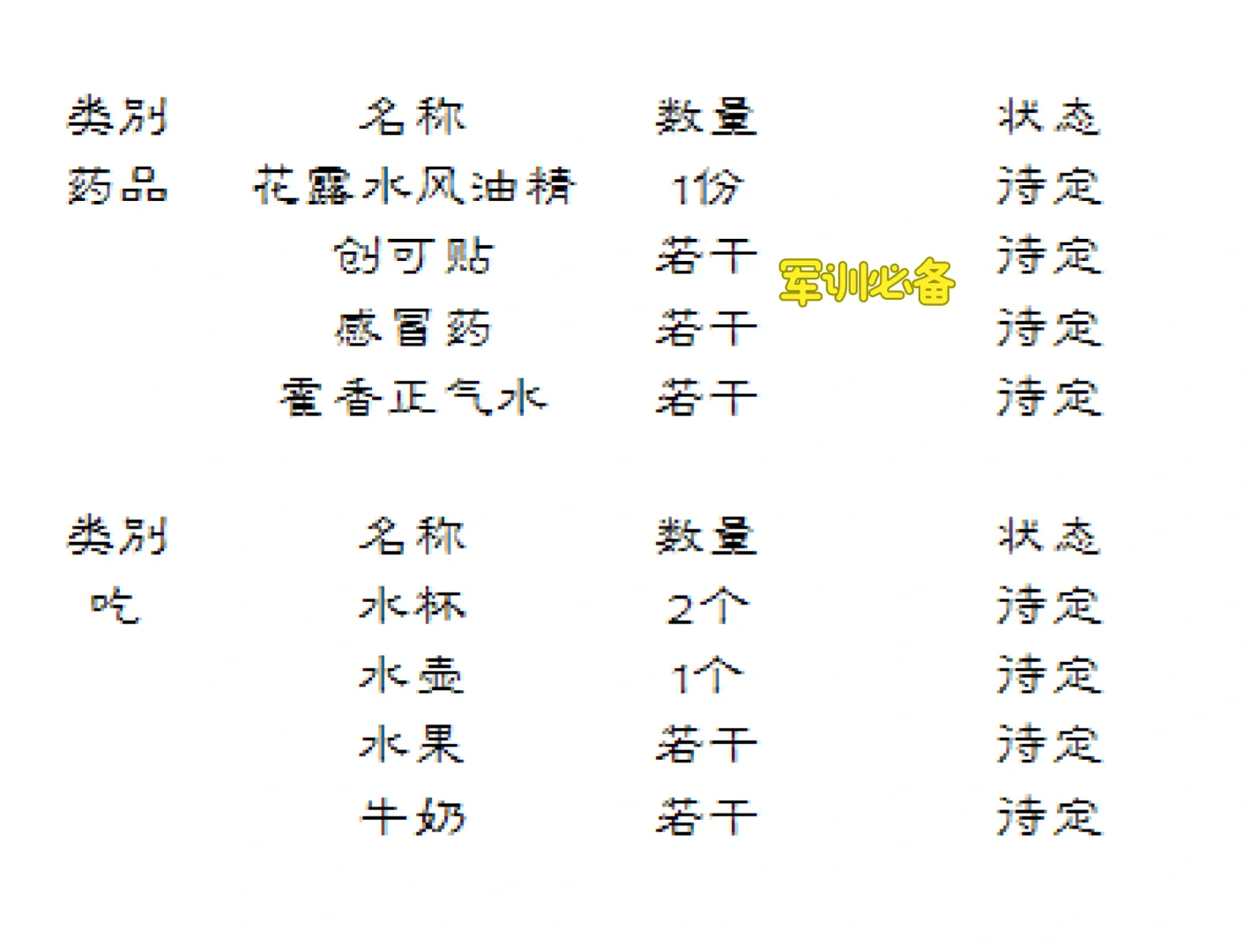 邢台一中（物品准备20250723）