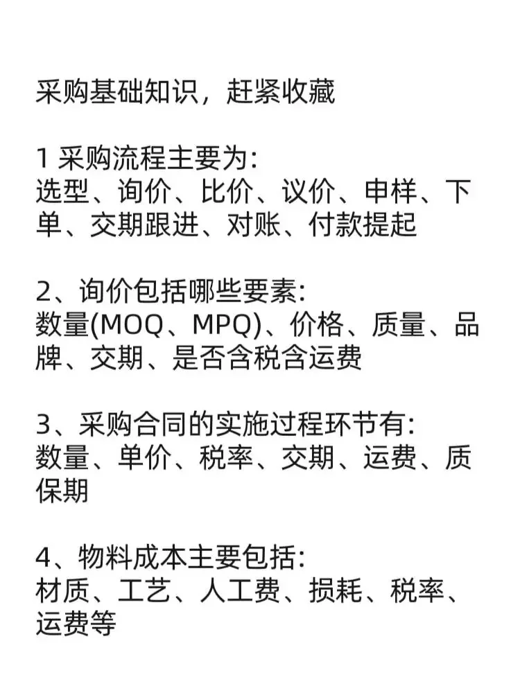 采购员的工作流程包括八大环节||