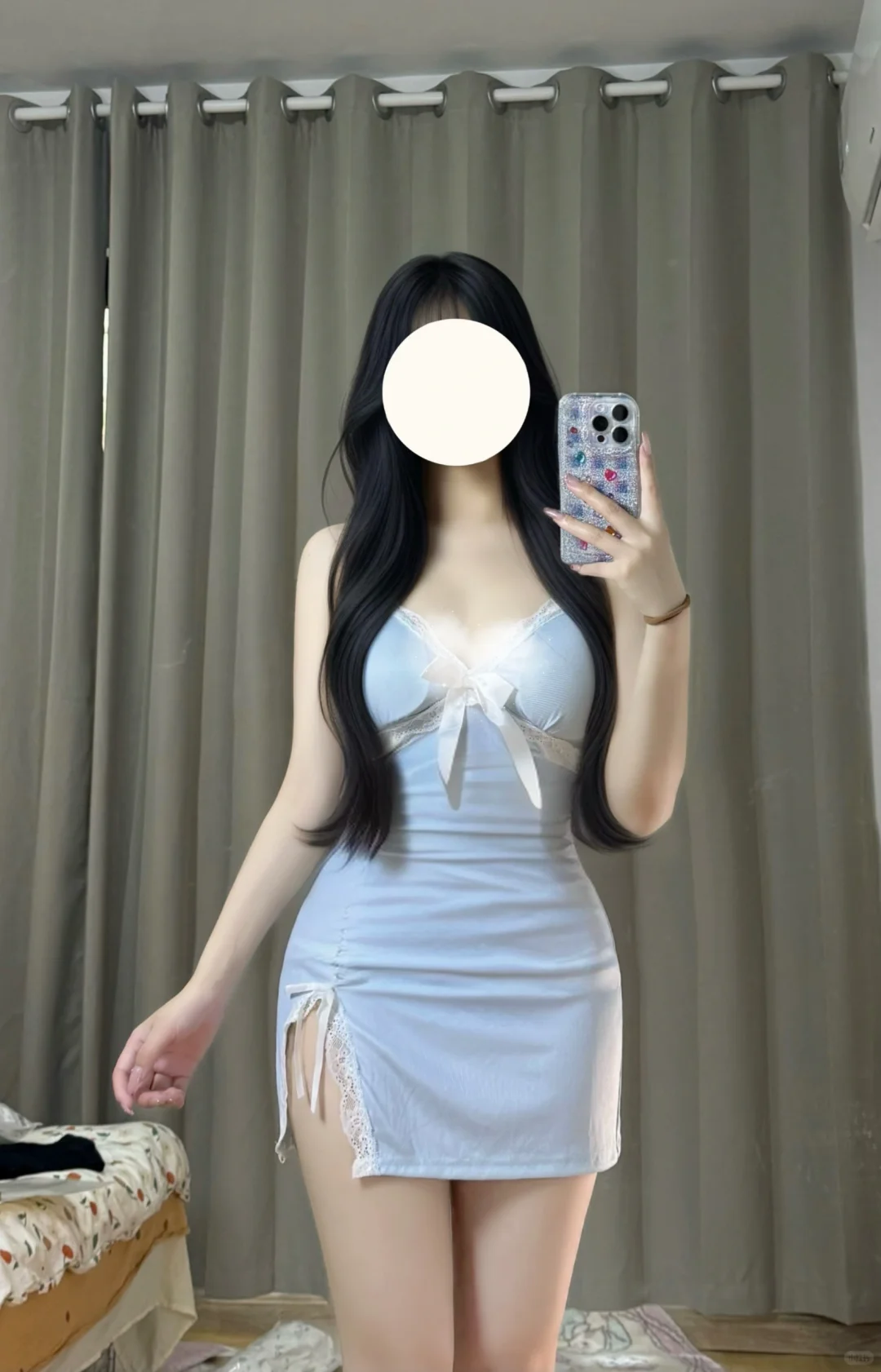 左滑看我上身！蓝白睡裙～轻熟风～奶呼呼～