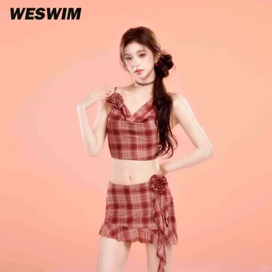 泳衣女泡温泉分体套装✨复古仙气超显瘦