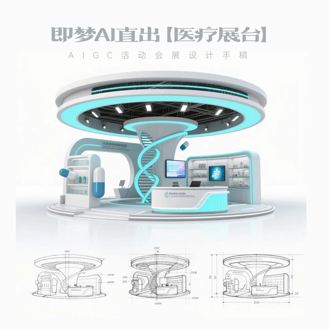 AIGC｜15款即梦AI直出医疗展台效果图