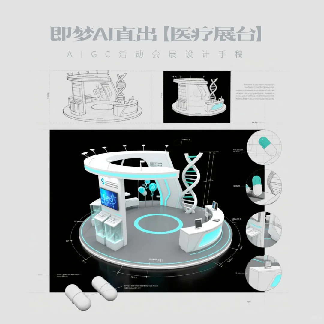 AIGC｜15款即梦AI直出医疗展台效果图