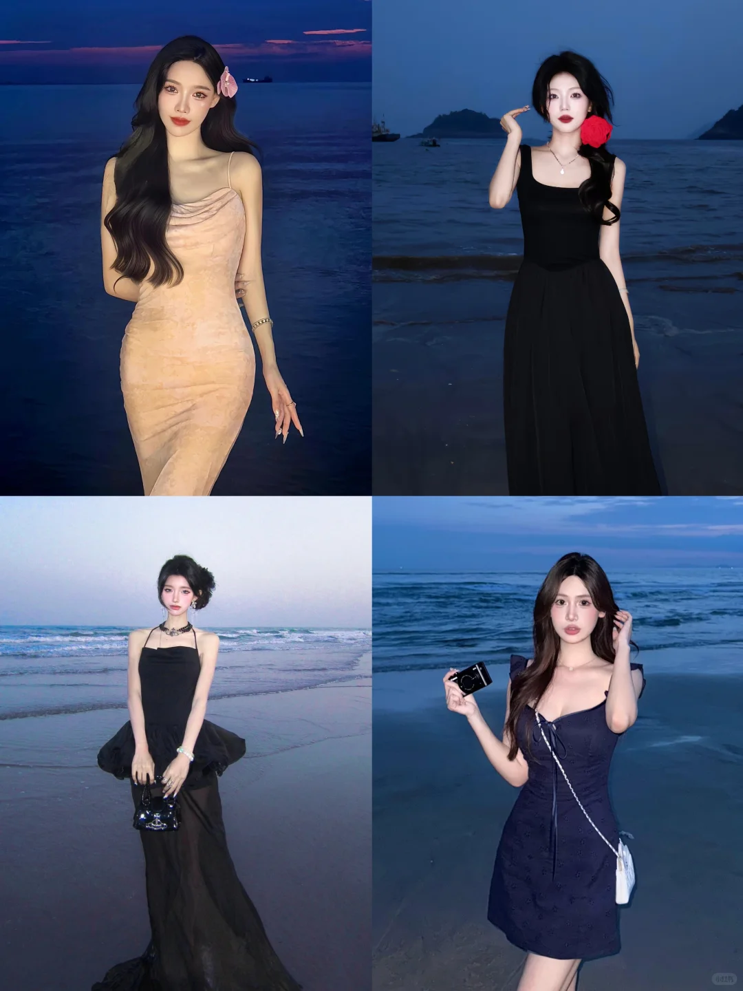 海边蓝调时刻拍照姿势?️