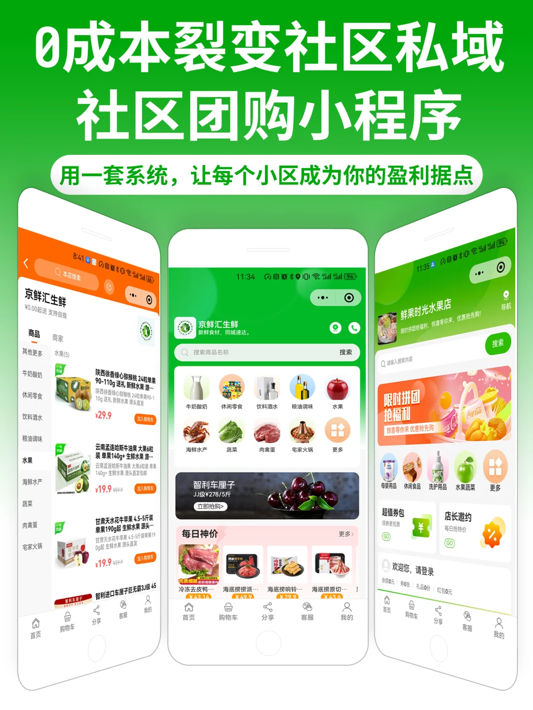 0成本裂变社区私域-社区团购小程序