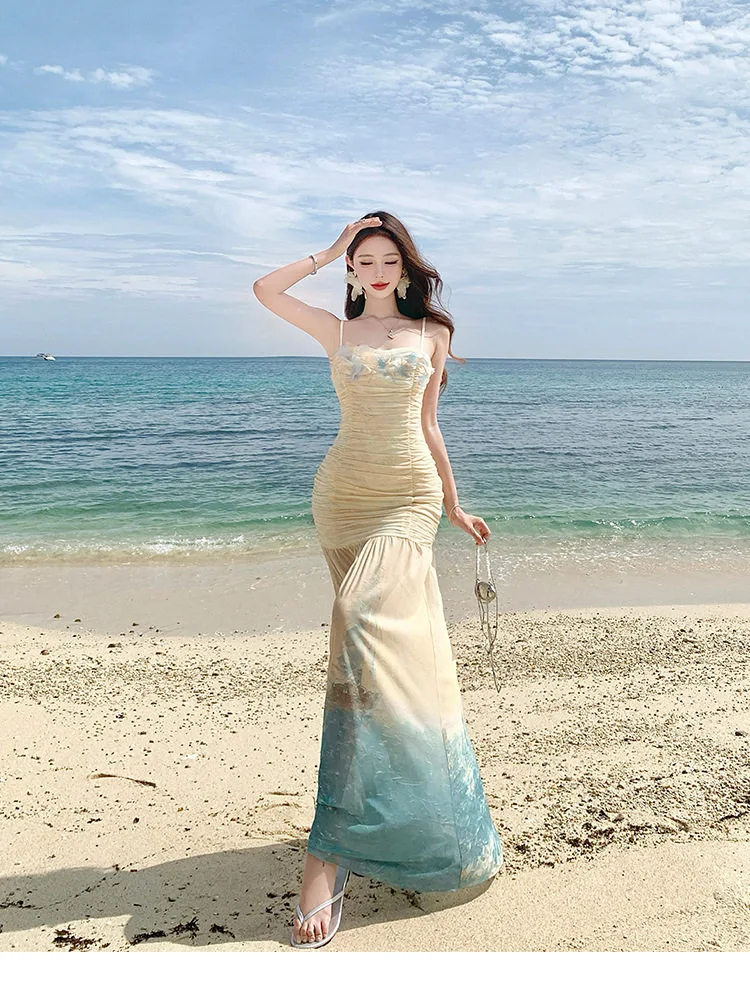 夏日海边穿搭｜显白鱼尾裙太美了！