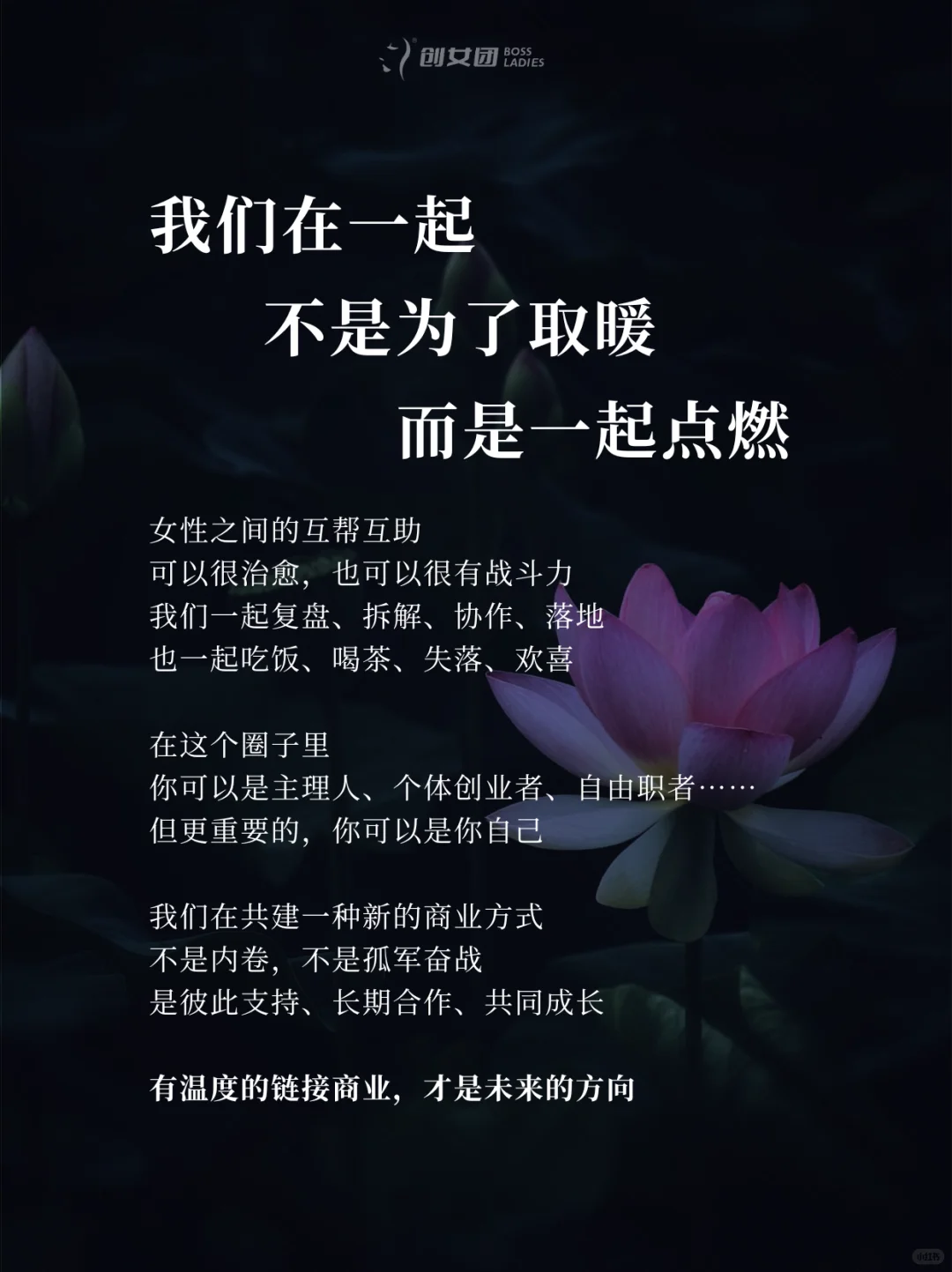 我们在一起，不是为了取暖，而是一起点燃