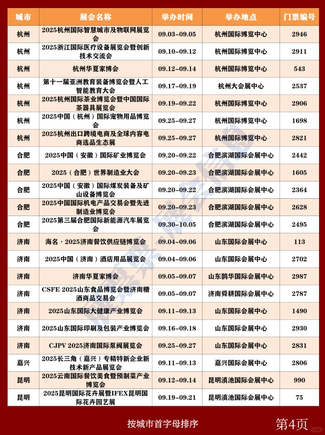 全国展会排期 | 9月展会一览表（共255场）