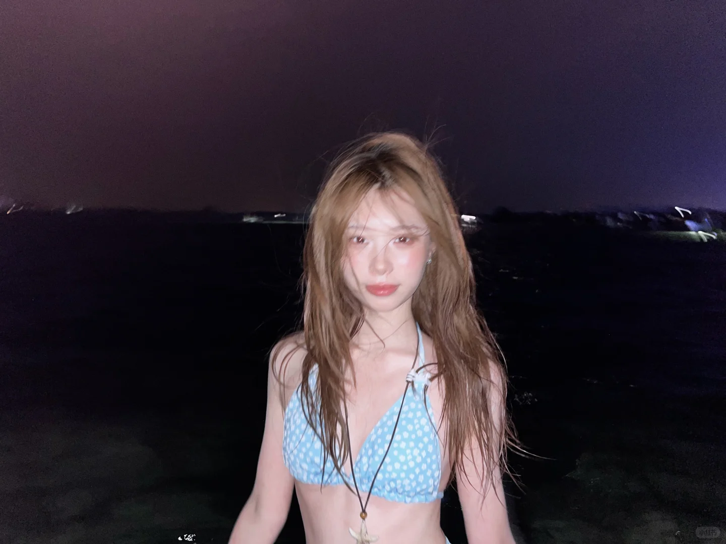 晚上的海边就这样拍