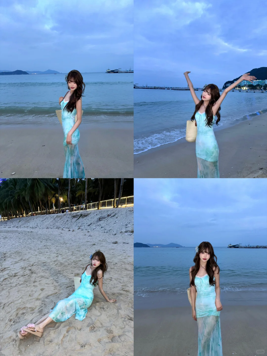 存一些氛围感海边拍照姿势?