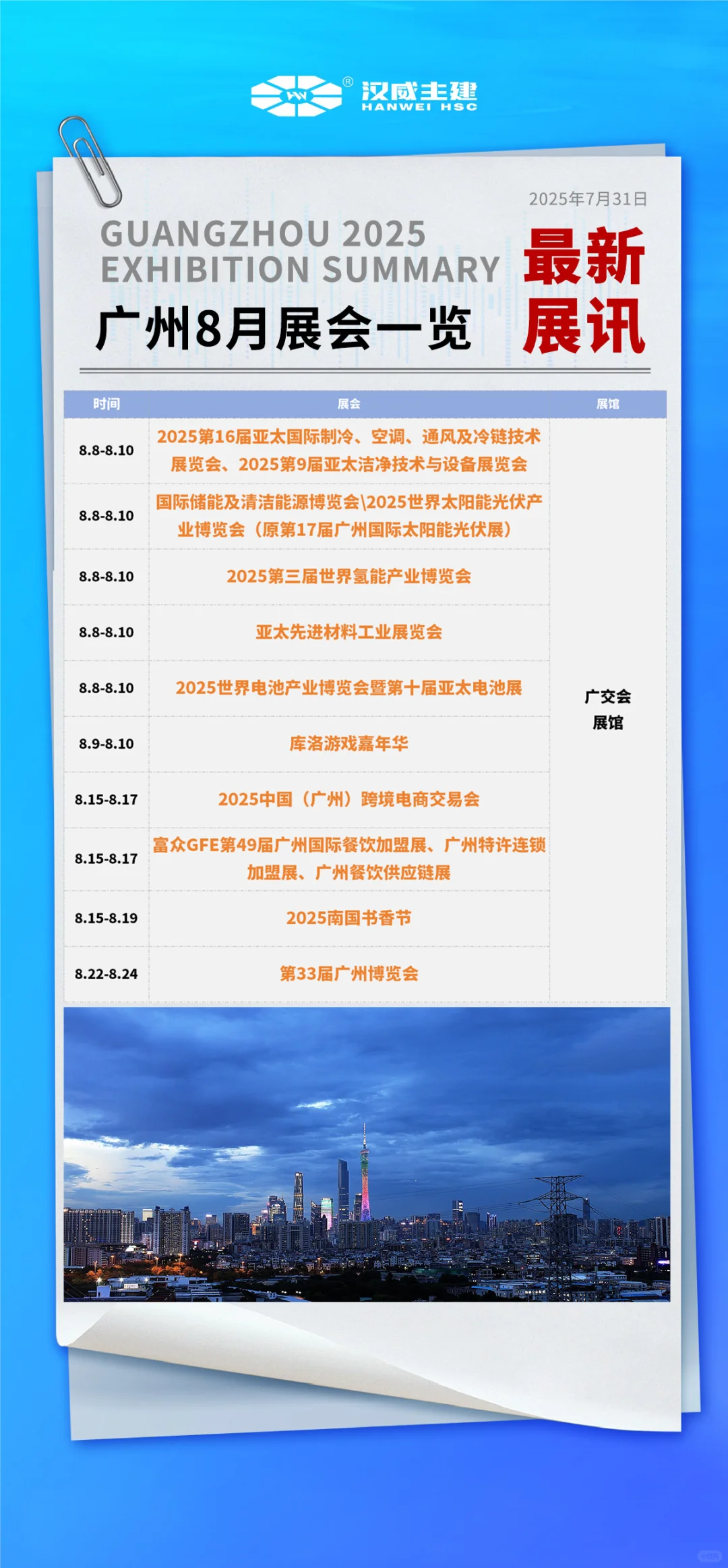 收藏！2025年8月，广州展会排期一览