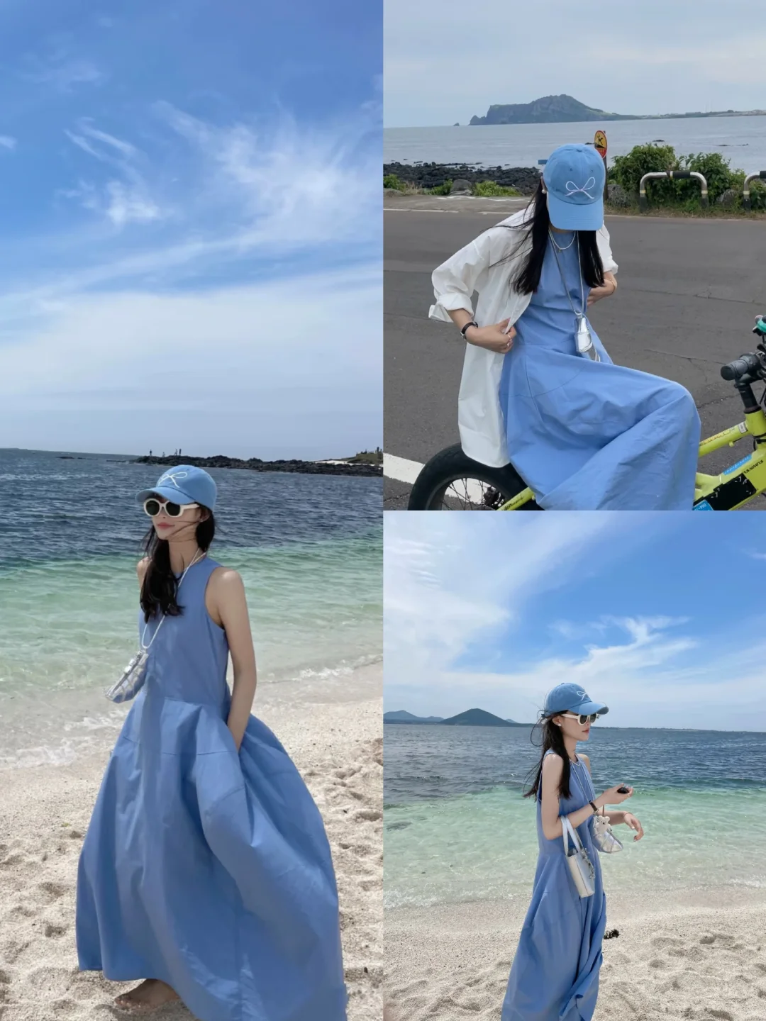 海边穿这条蓝色裙子真的氛围感拉满！超出片！