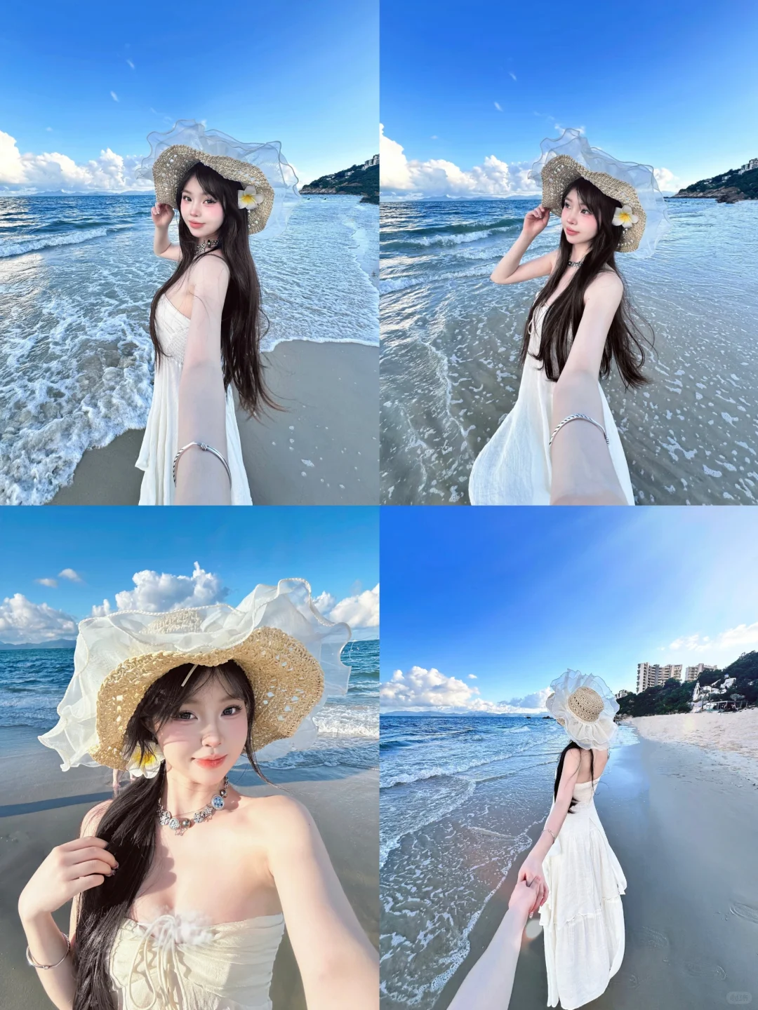 存一些氛围感海边拍照姿势?