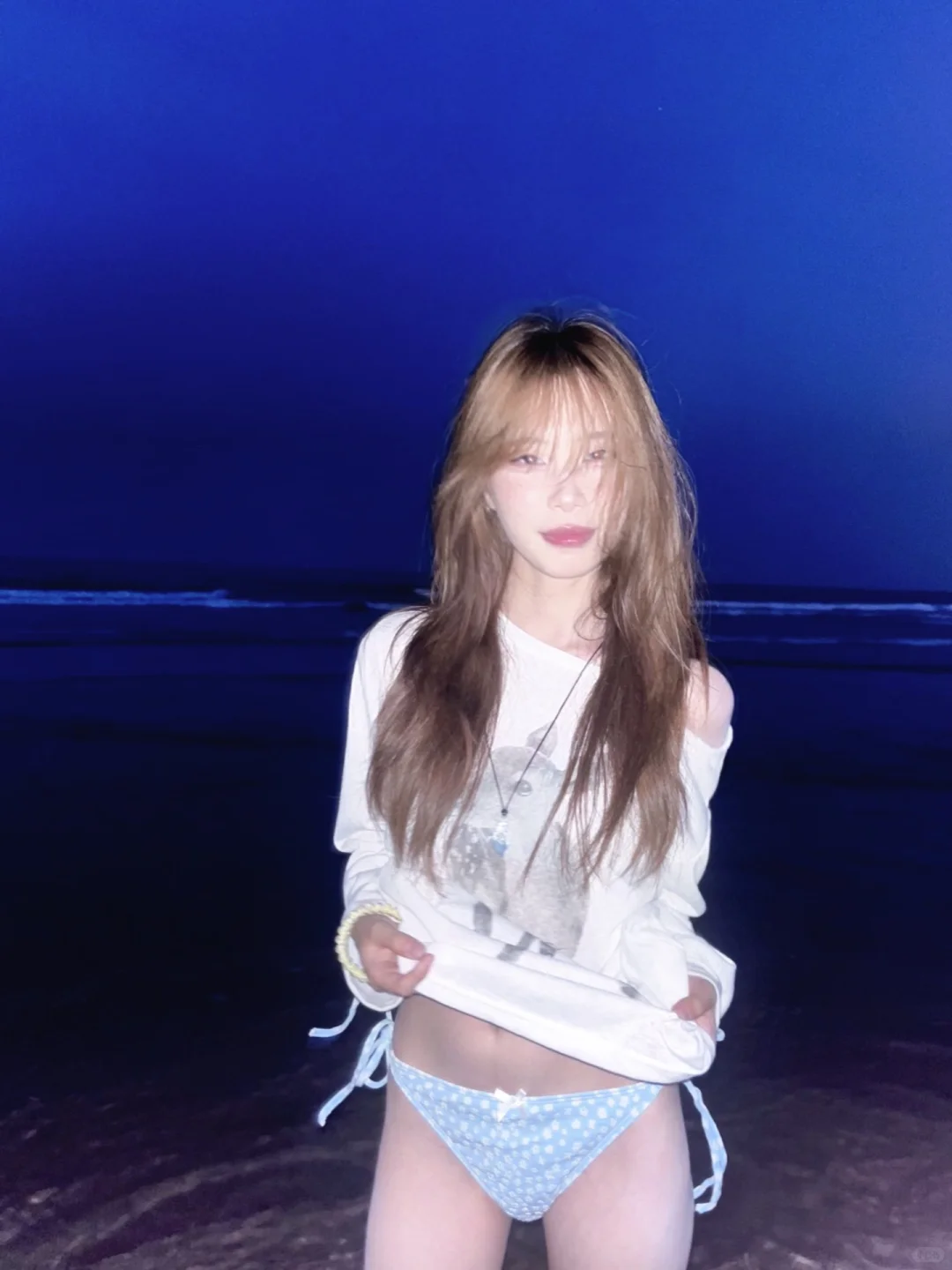 晚上的海边就这样拍