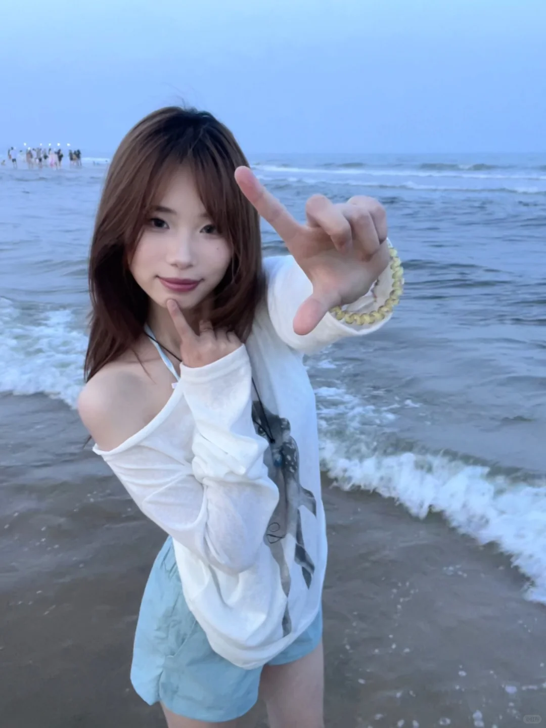 晚上的海边就这样拍