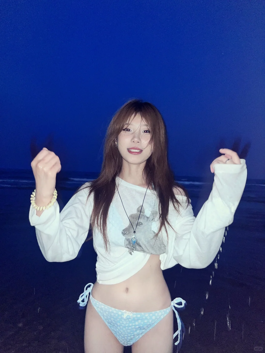 晚上的海边就这样拍