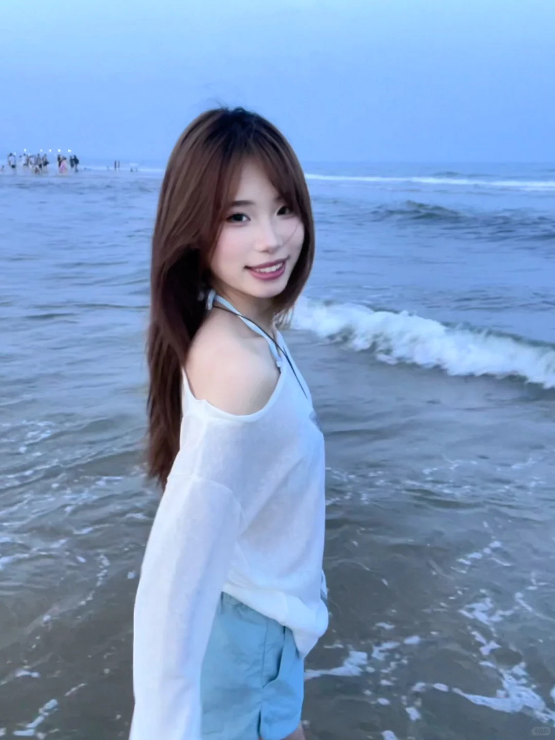 晚上的海边就这样拍