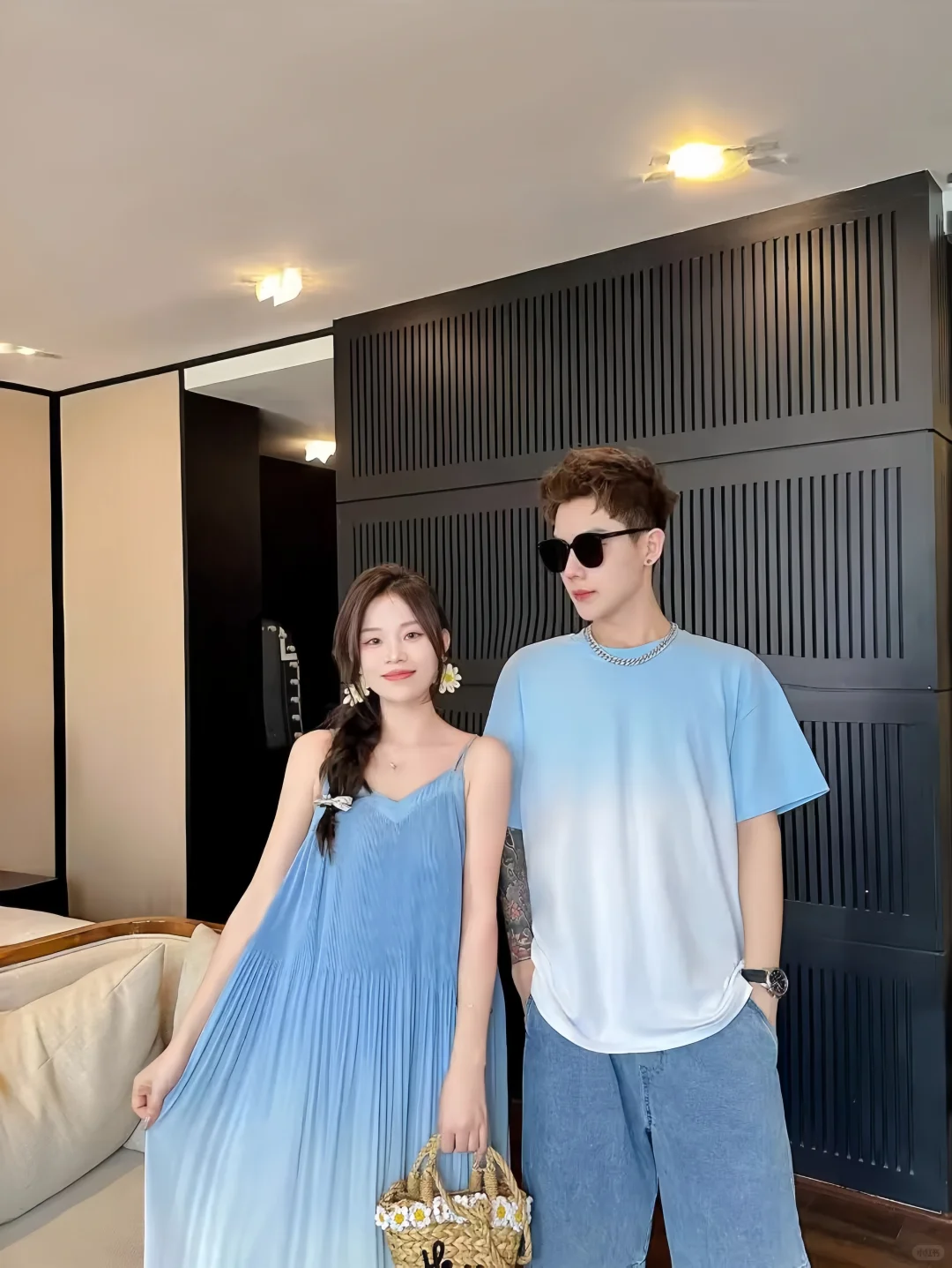 海边度假穿搭｜渐变蓝亲子装太浪漫了叭?