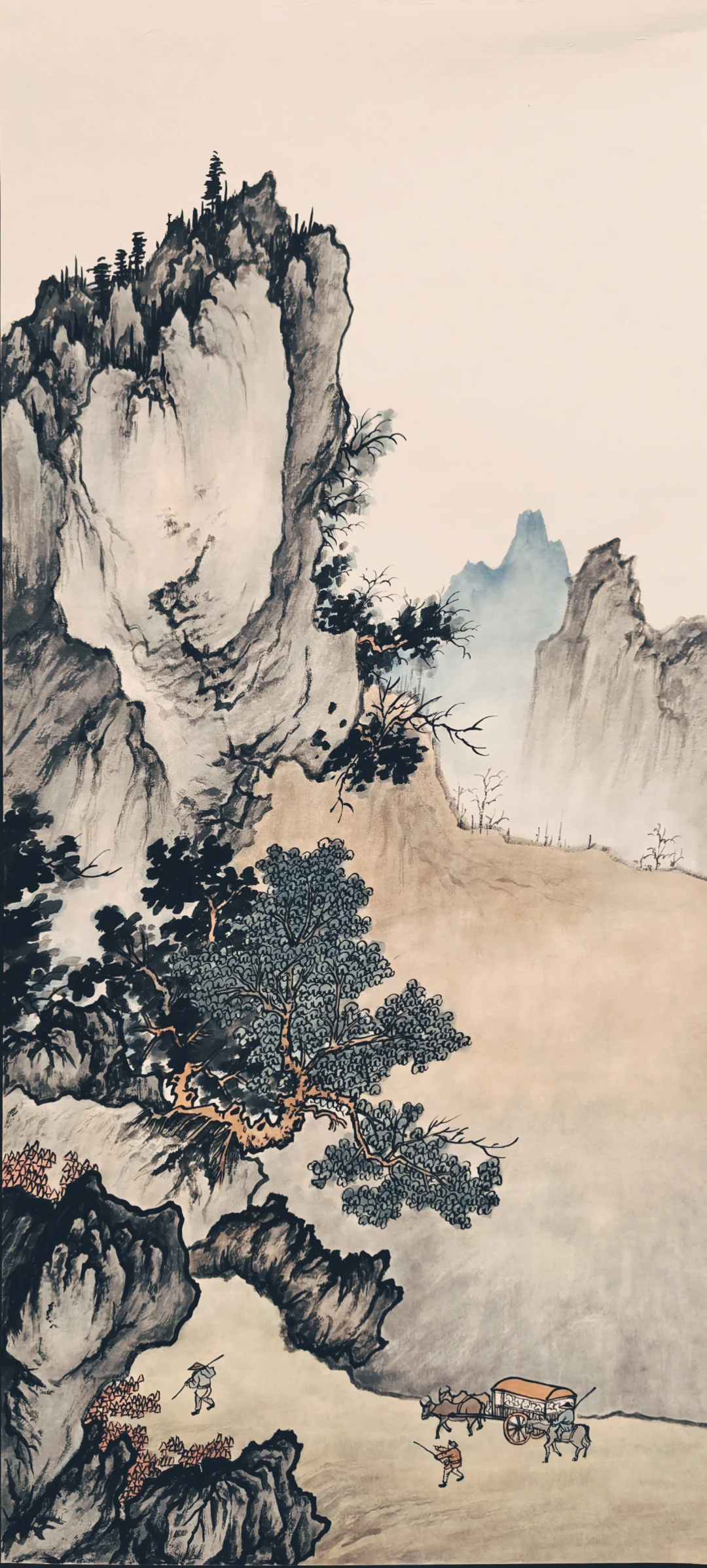 临摹陈少梅—《秋山行旅》