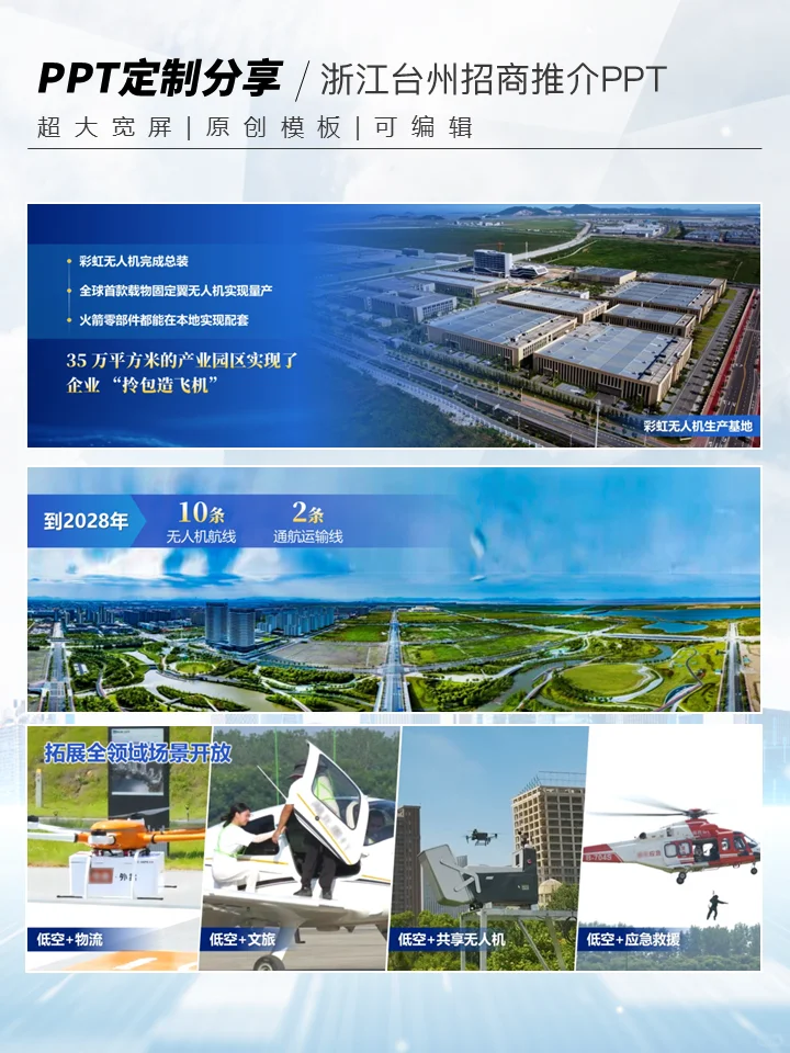 应台州老板的要求设计了一份超宽屏招商ppt